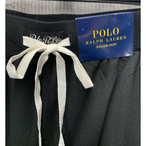 Polo Ralph Lauren Jogger Pants Men’s Large Black Racing Stripes Tapered Leg New - Picture 10 of 13